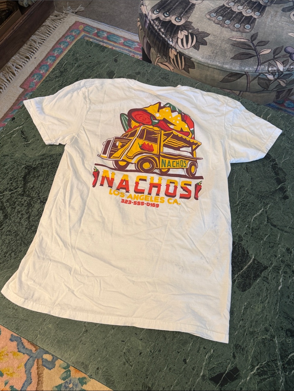 White Nachos Food Truck Graphic Tee - Casual Short Sleeve Shirt - Medium